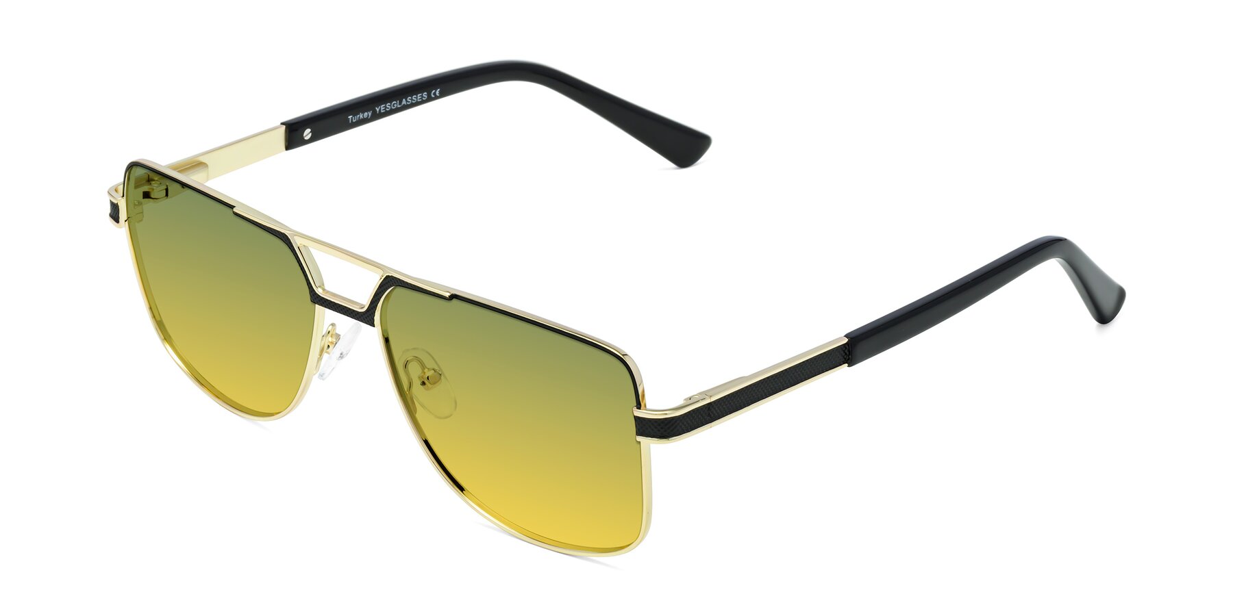 Angle of Turkey in Black-Gold with Green / Yellow Gradient Lenses