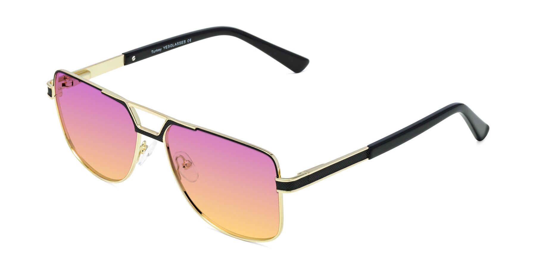 Angle of Turkey in Black-Gold with Purple / Yellow Gradient Lenses