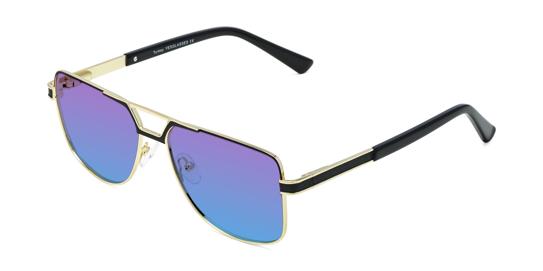 Angle of Turkey in Black-Gold with Purple / Blue Gradient Lenses
