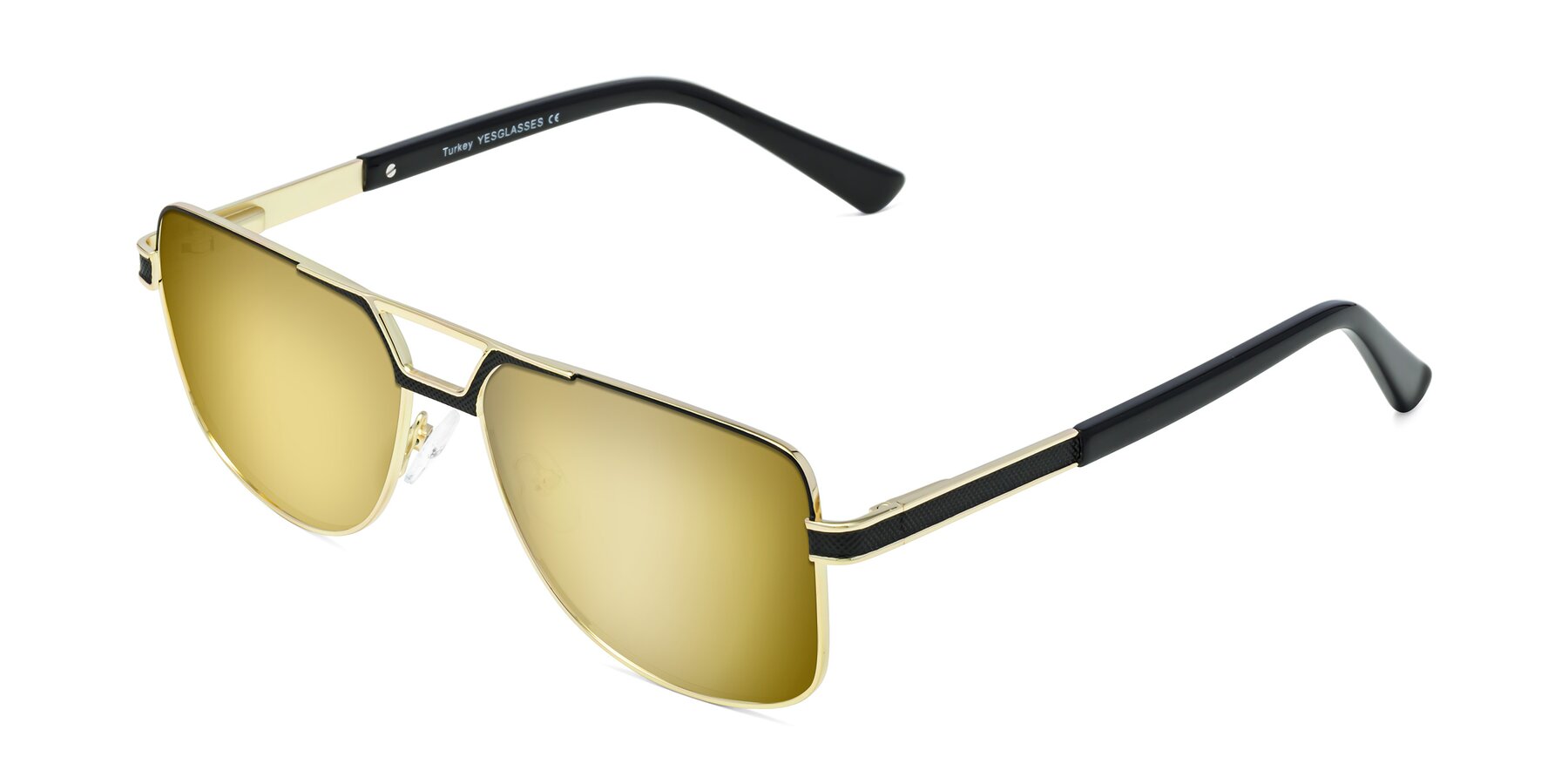Angle of Turkey in Black-Gold with Gold Mirrored Lenses