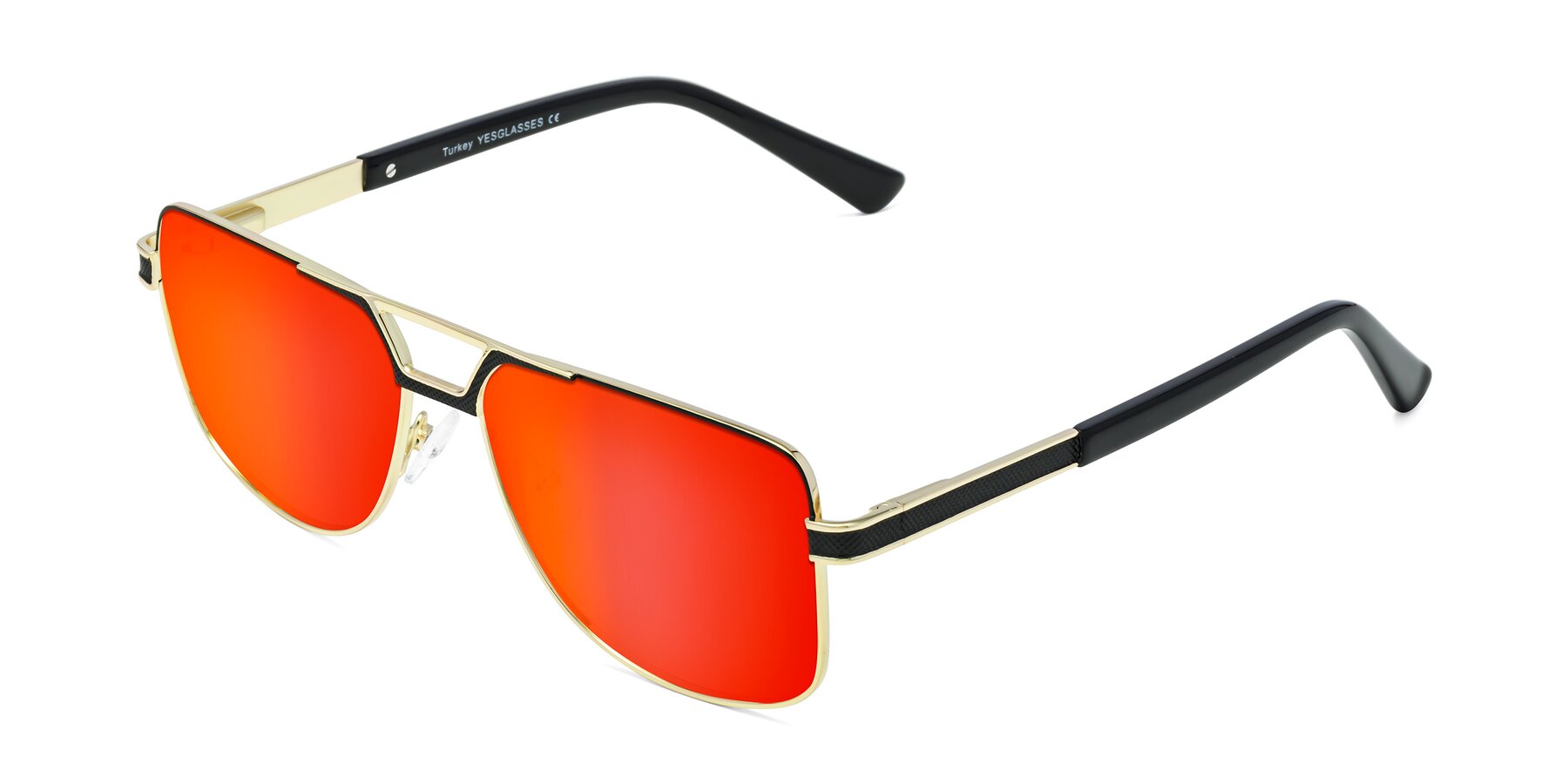 Angle of Turkey in Black-Gold with Red Gold Mirrored Lenses