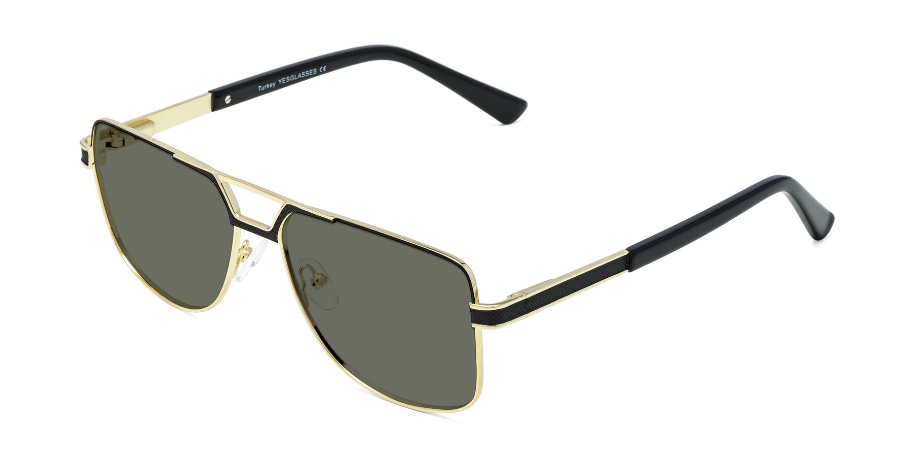 Angle of Turkey in Black-Gold with Gray Polarized Lenses