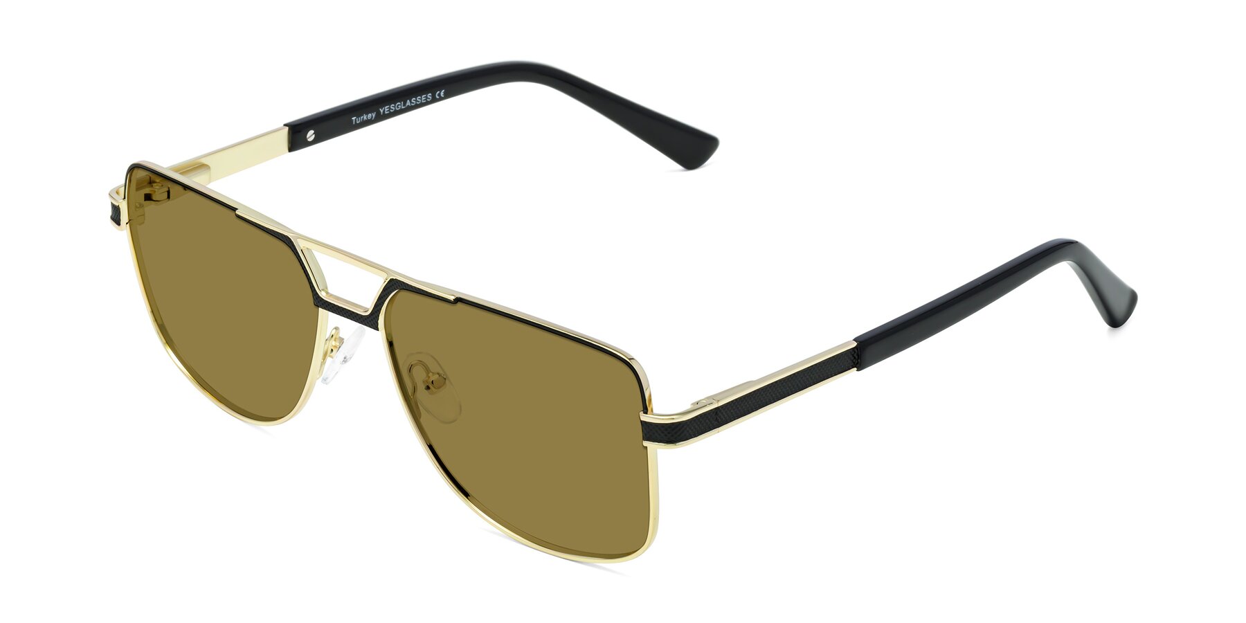 Angle of Turkey in Black-Gold with Brown Polarized Lenses