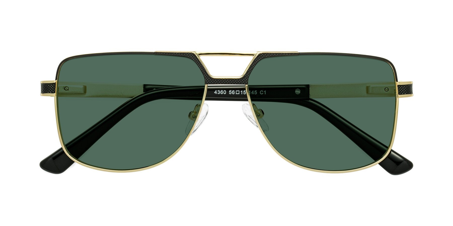 Folded Front of Turkey in Black-Gold with Green Polarized Lenses