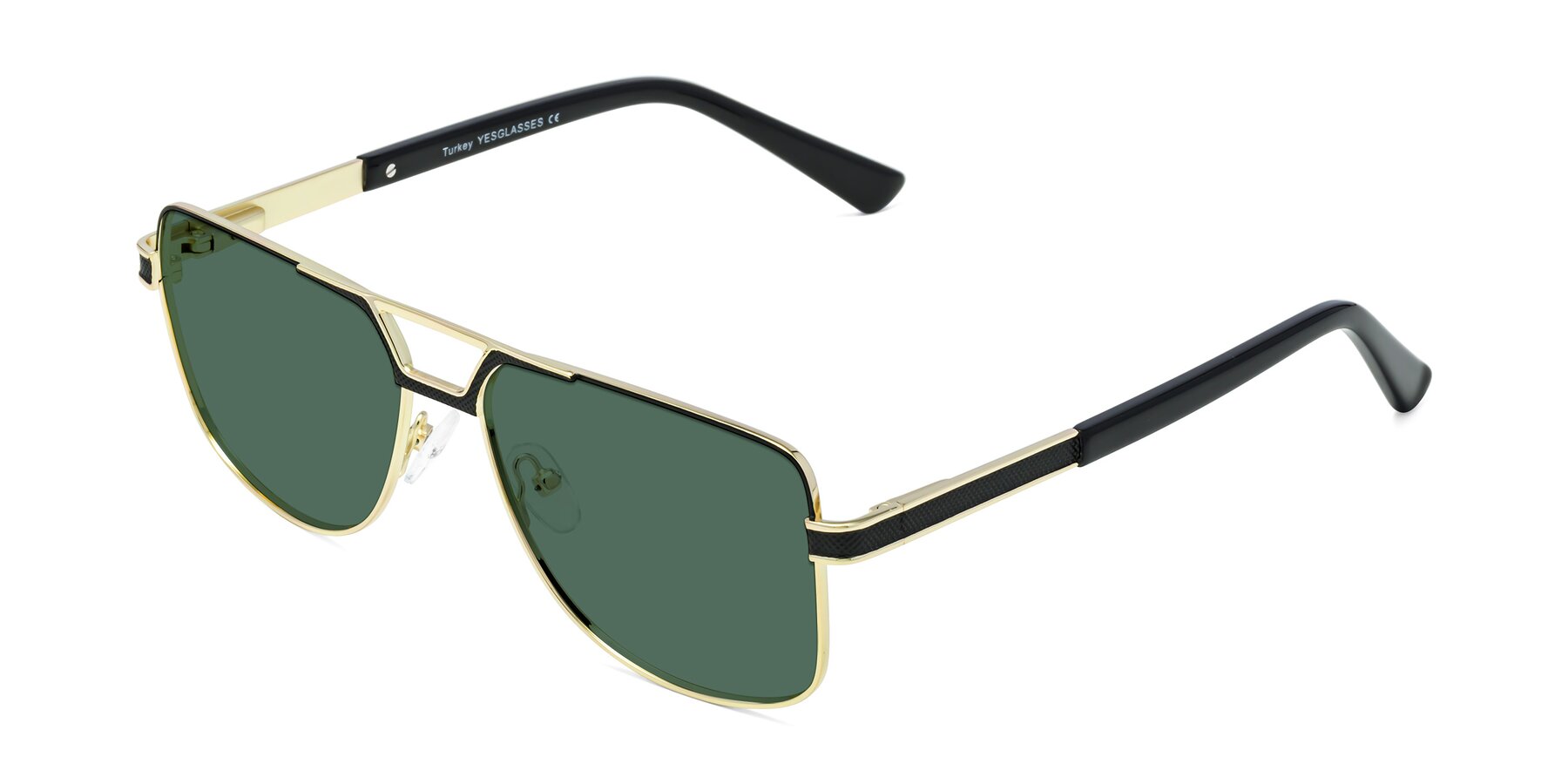Angle of Turkey in Black-Gold with Green Polarized Lenses