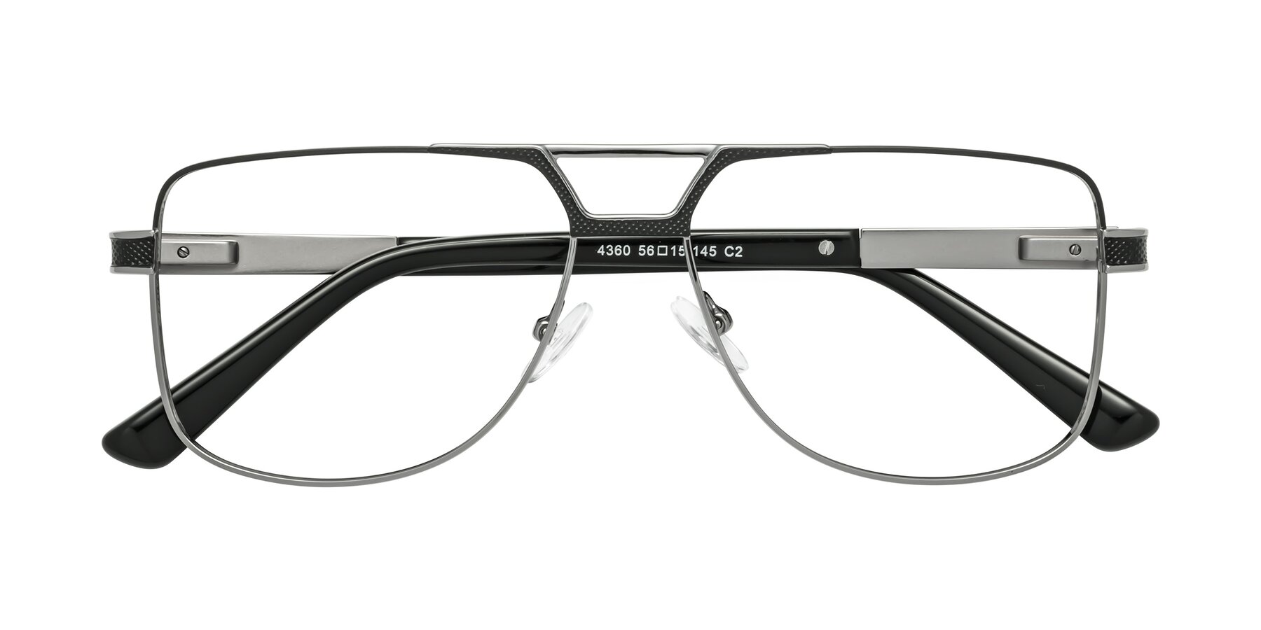 Folded Front of Turkey in Black-Gunmetal with Clear Reading Eyeglass Lenses