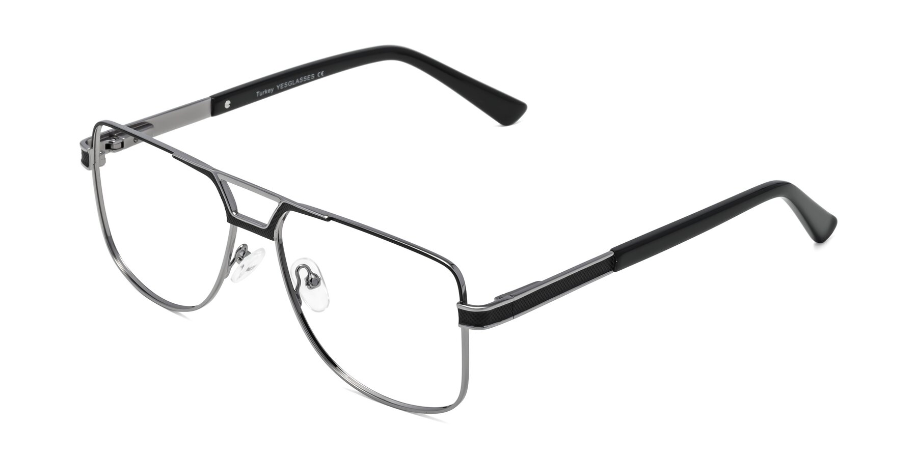 Angle of Turkey in Black-Gunmetal with Clear Eyeglass Lenses