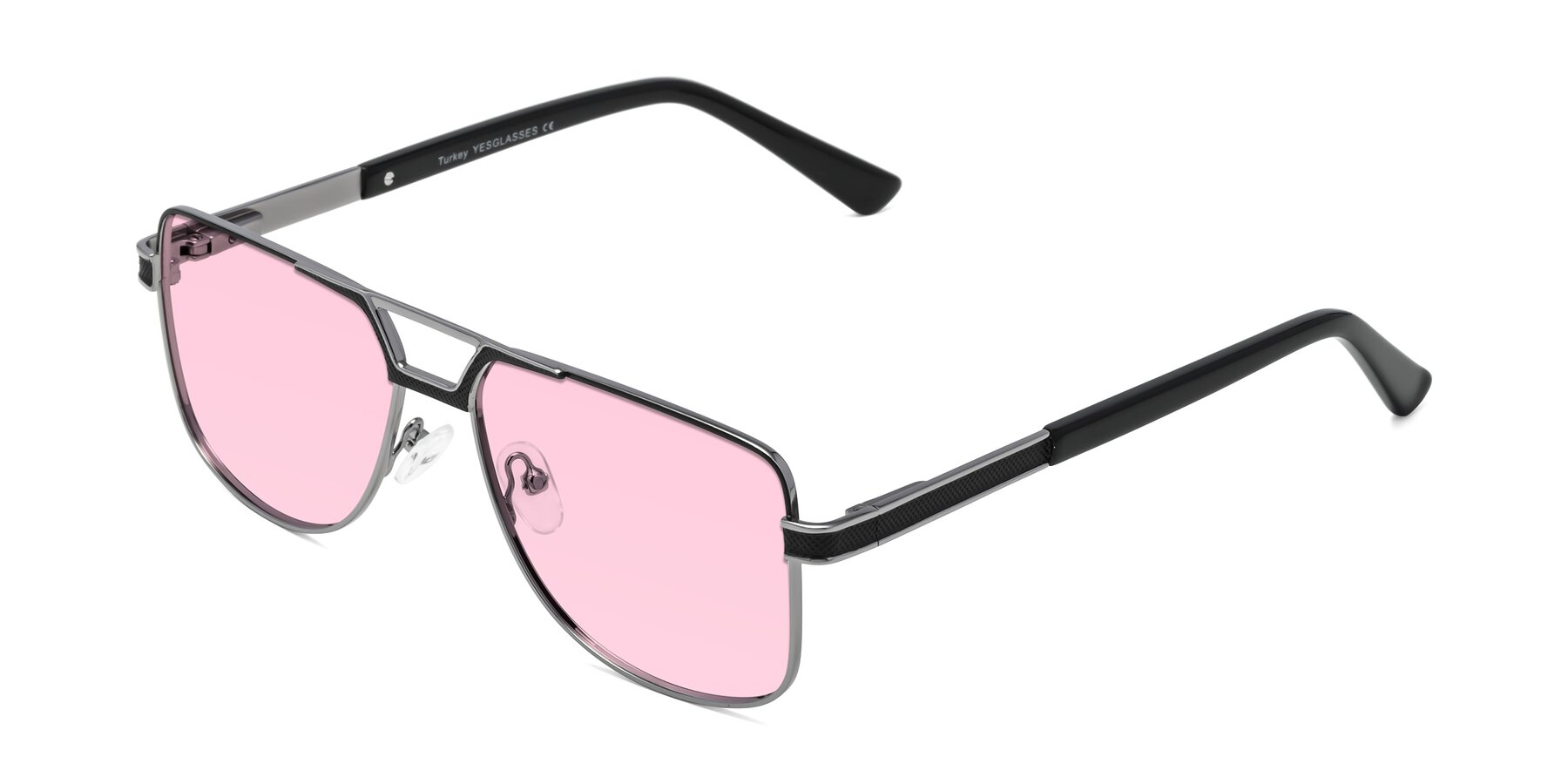 Angle of Turkey in Black-Gunmetal with Light Pink Tinted Lenses