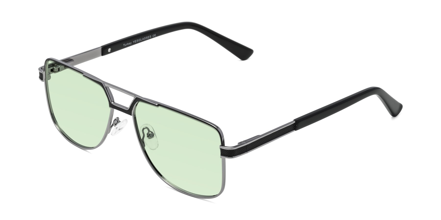 Angle of Turkey in Black-Gunmetal with Light Green Tinted Lenses