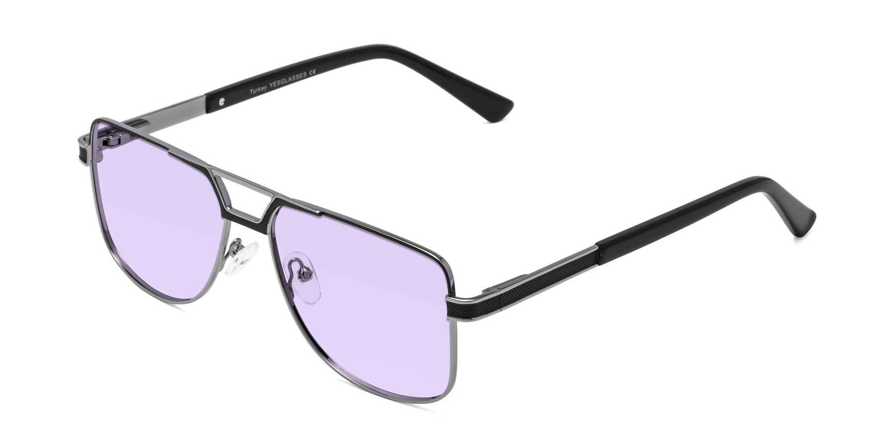 Angle of Turkey in Black-Gunmetal with Light Purple Tinted Lenses