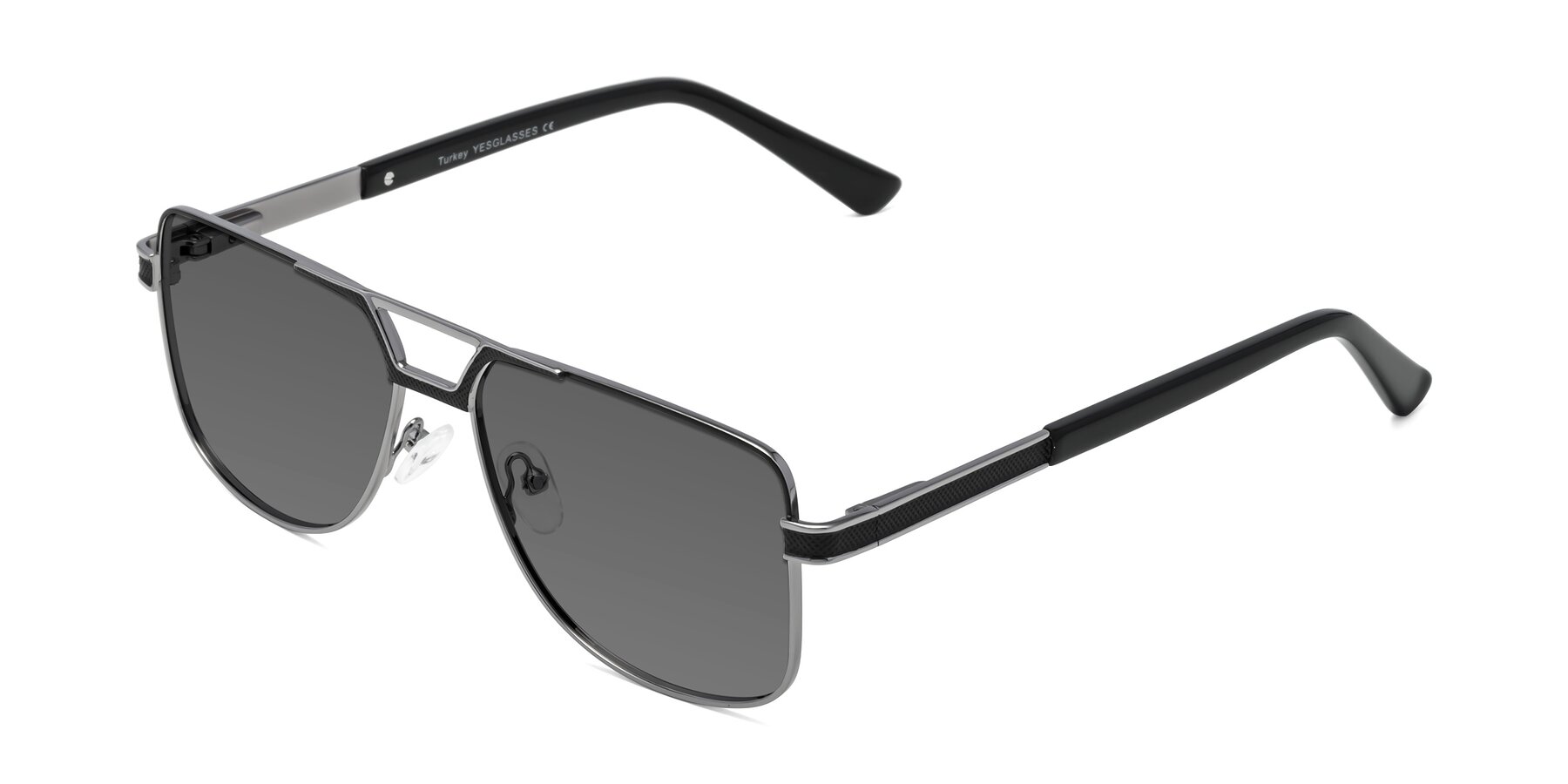 Angle of Turkey in Black-Gunmetal with Medium Gray Tinted Lenses