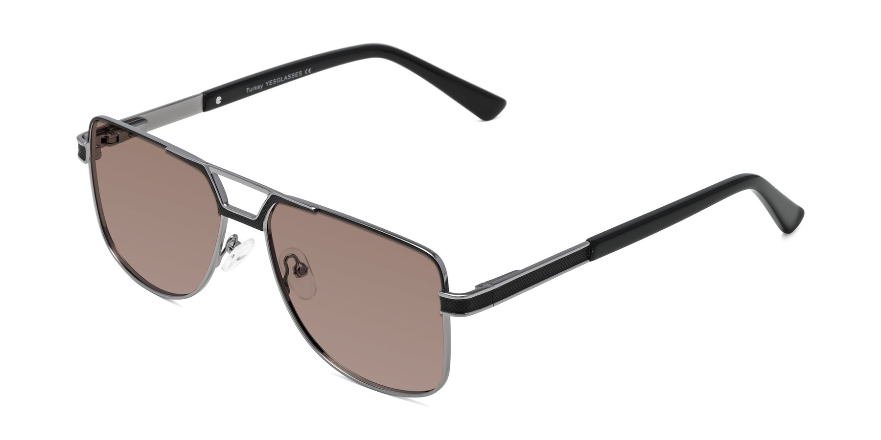 Angle of Turkey in Black-Gunmetal with Medium Brown Tinted Lenses