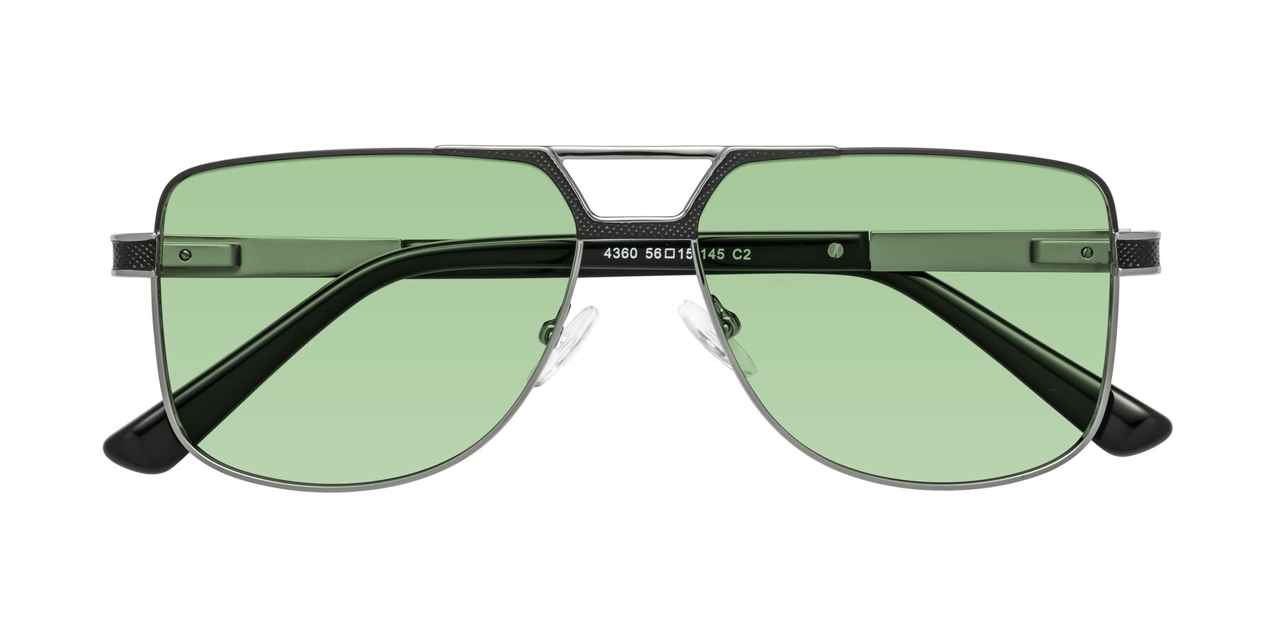 Folded Front of Turkey in Black-Gunmetal with Medium Green Tinted Lenses