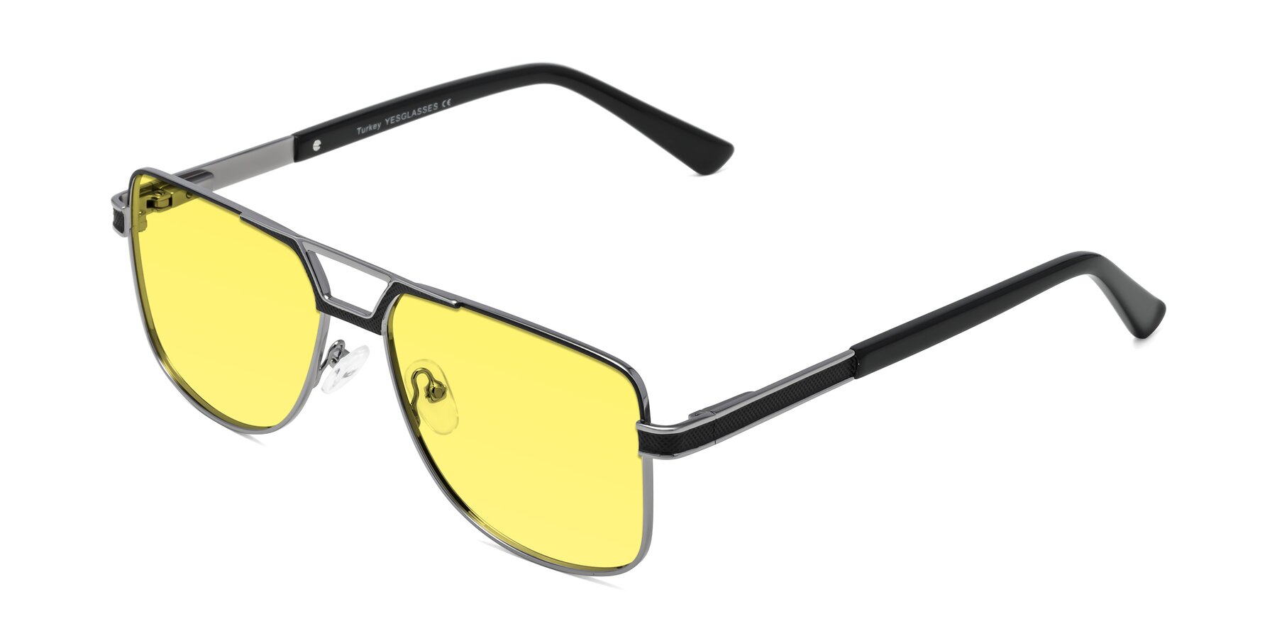 Angle of Turkey in Black-Gunmetal with Medium Yellow Tinted Lenses