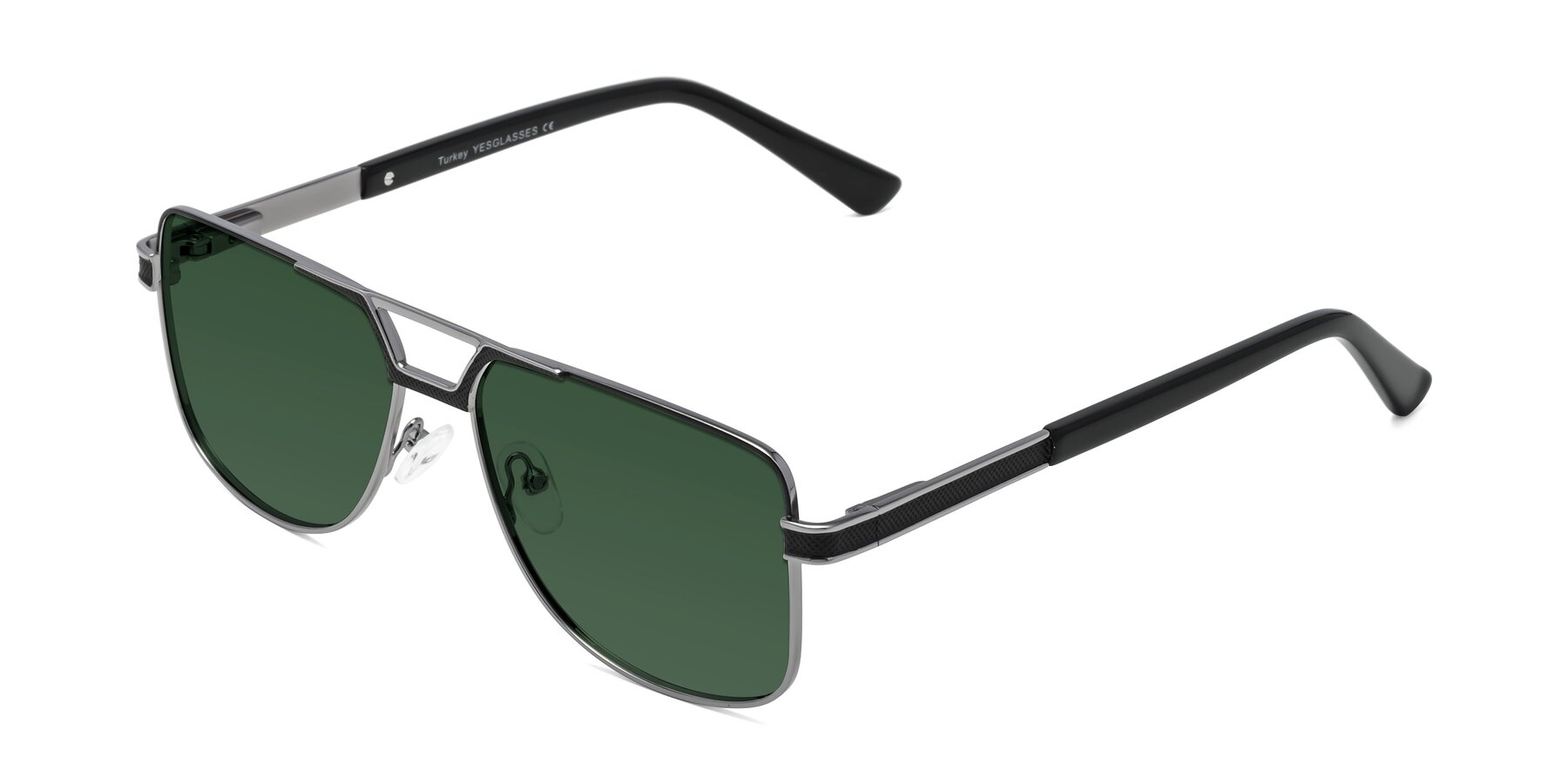 Angle of Turkey in Black-Gunmetal with Green Tinted Lenses