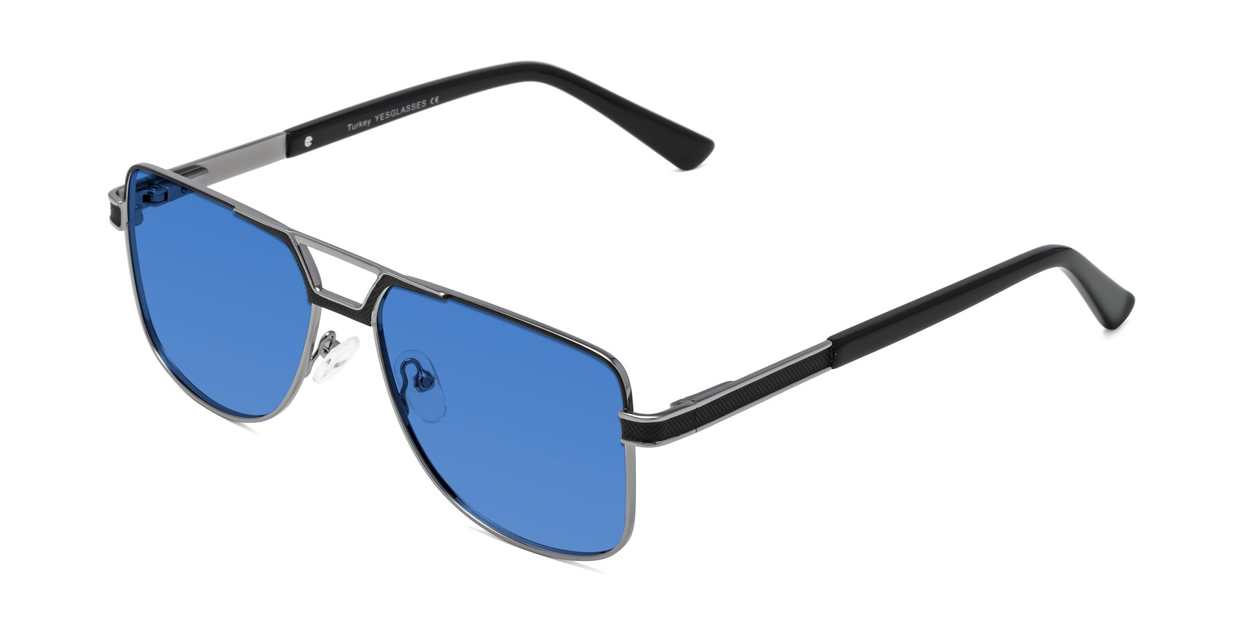 Angle of Turkey in Black-Gunmetal with Blue Tinted Lenses