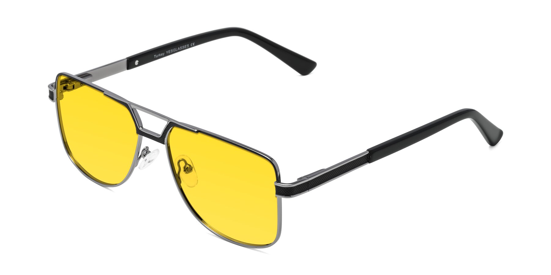 Angle of Turkey in Black-Gunmetal with Yellow Tinted Lenses