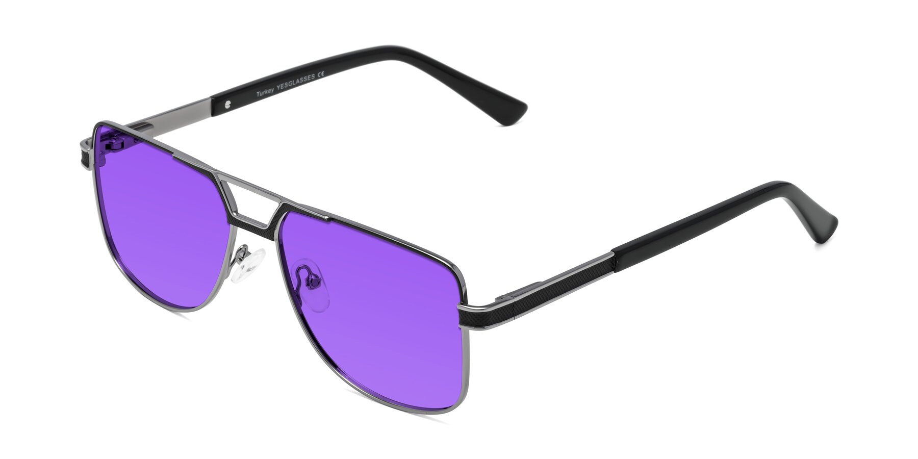 Angle of Turkey in Black-Gunmetal with Purple Tinted Lenses