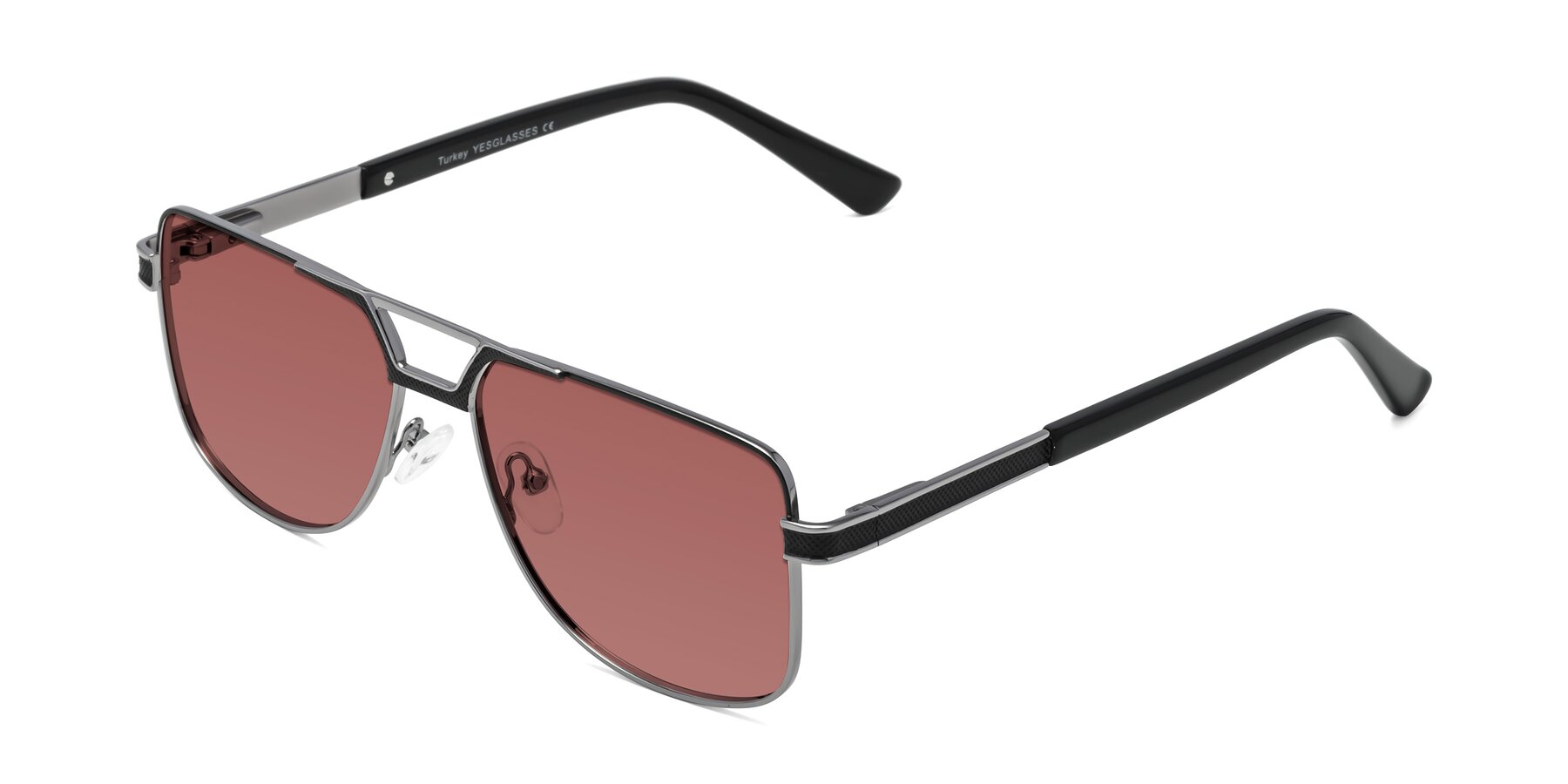 Angle of Turkey in Black-Gunmetal with Garnet Tinted Lenses