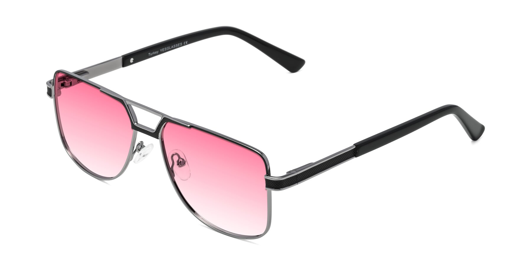 Angle of Turkey in Black-Gunmetal with Pink Gradient Lenses