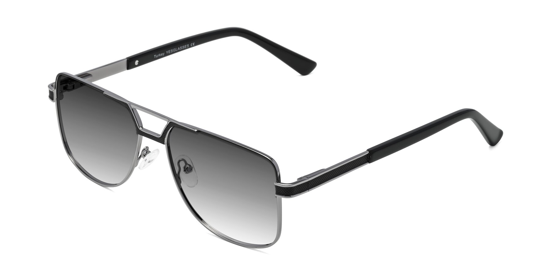 Angle of Turkey in Black-Gunmetal with Gray Gradient Lenses