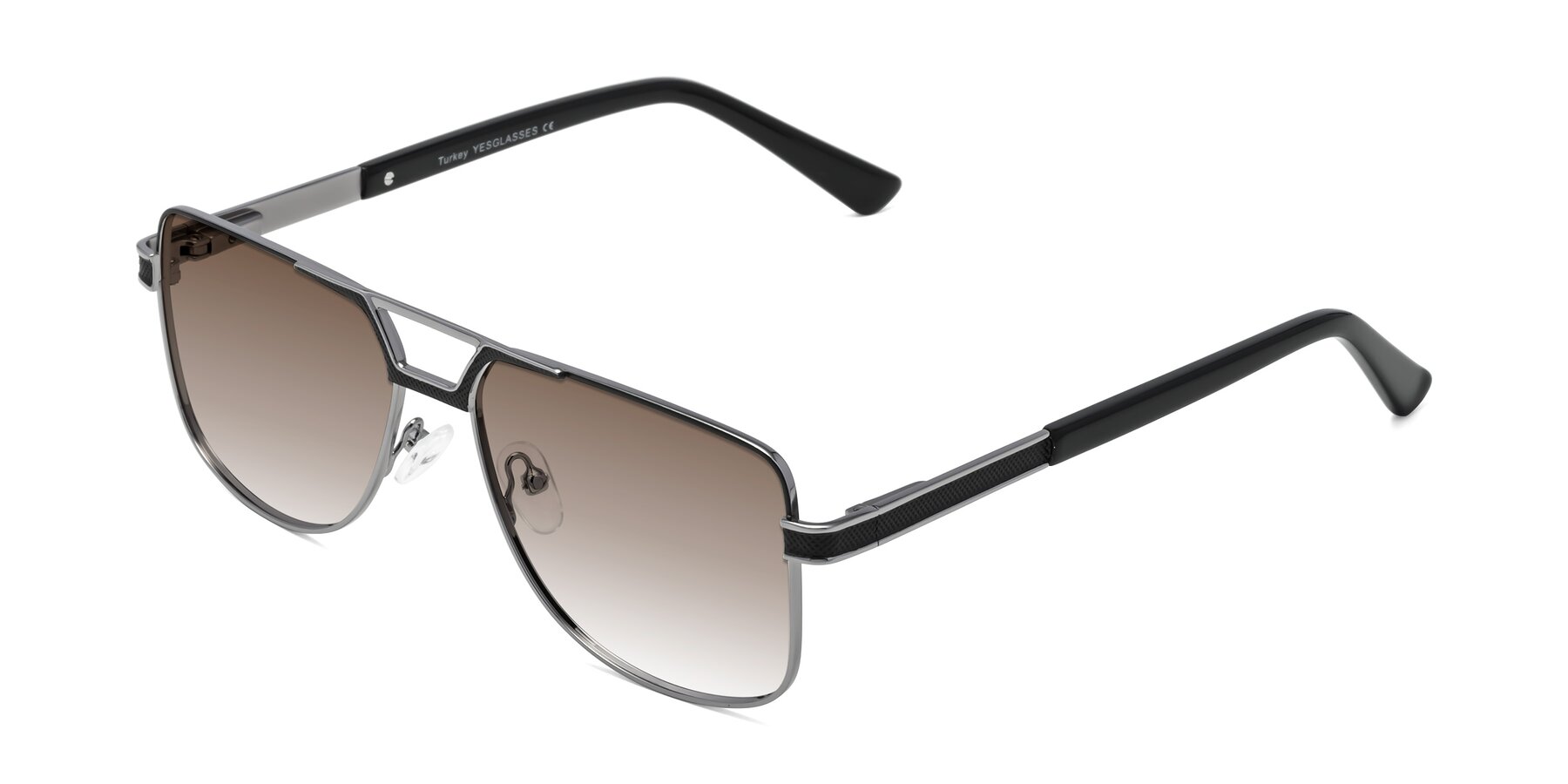 Angle of Turkey in Black-Gunmetal with Brown Gradient Lenses