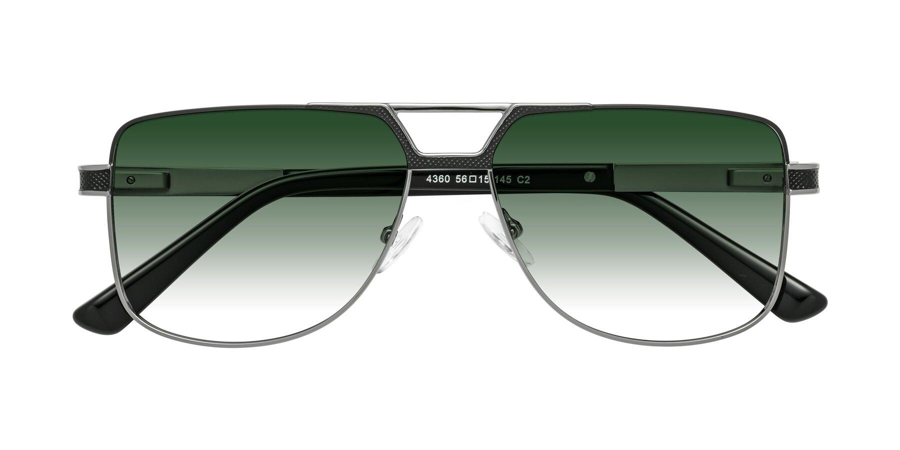 Folded Front of Turkey in Black-Gunmetal with Green Gradient Lenses