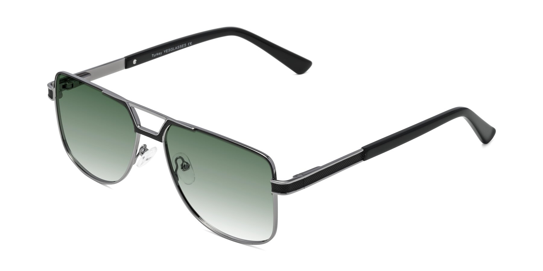 Angle of Turkey in Black-Gunmetal with Green Gradient Lenses