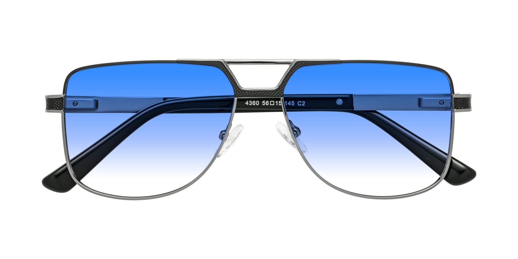 Folded Front of Turkey in Black-Gunmetal with Blue Gradient Lenses