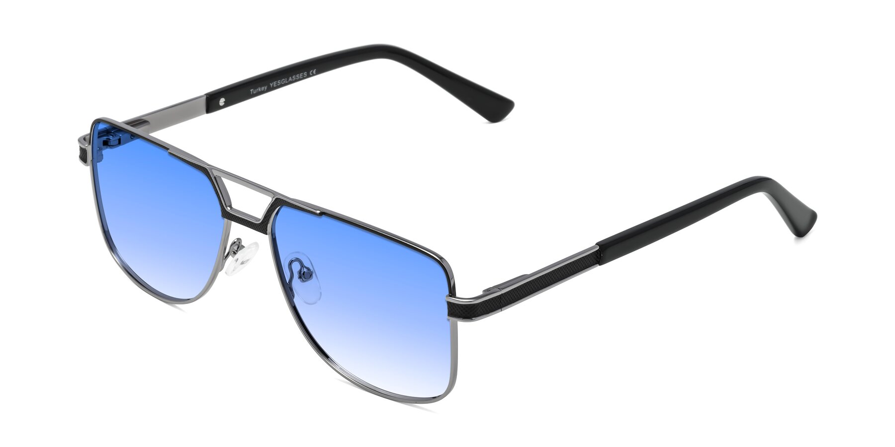 Angle of Turkey in Black-Gunmetal with Blue Gradient Lenses
