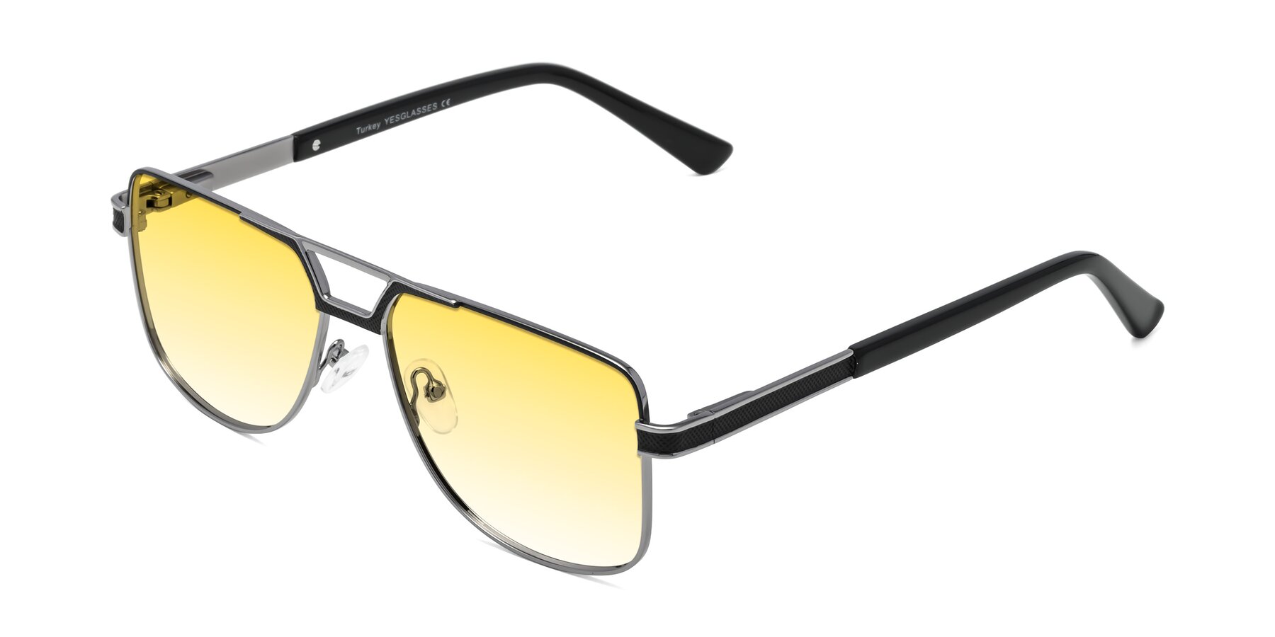 Angle of Turkey in Black-Gunmetal with Yellow Gradient Lenses