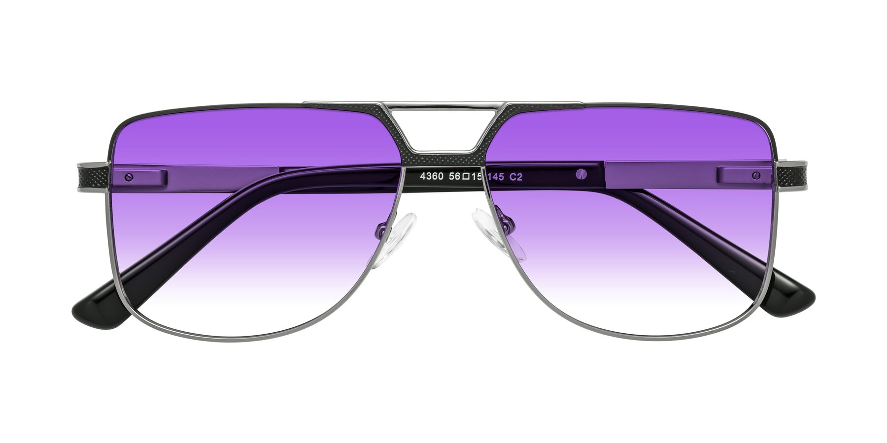 Folded Front of Turkey in Black-Gunmetal with Purple Gradient Lenses