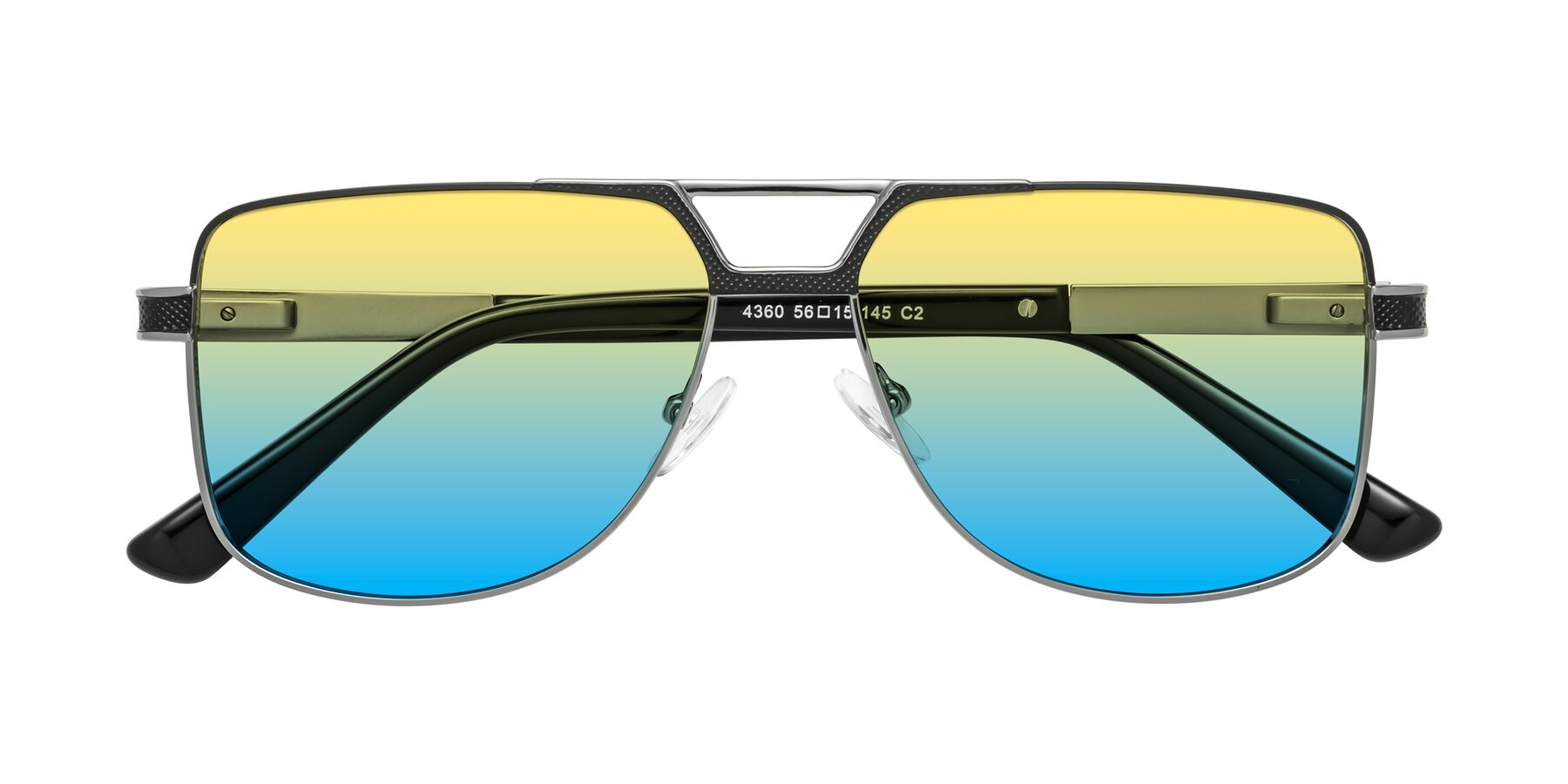 Folded Front of Turkey in Black-Gunmetal with Yellow / Blue Gradient Lenses