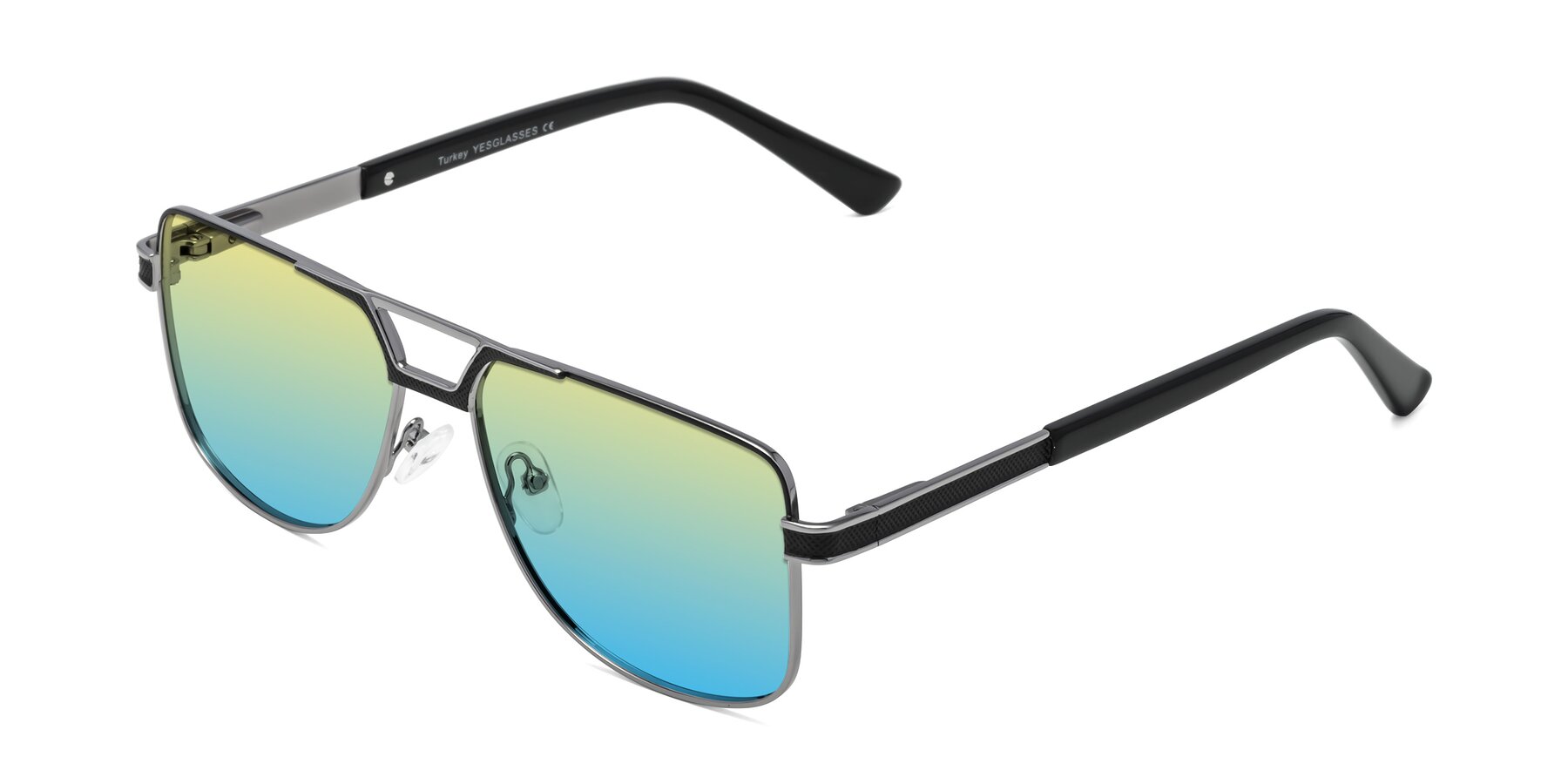 Angle of Turkey in Black-Gunmetal with Yellow / Blue Gradient Lenses