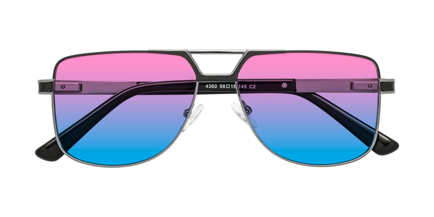 Folded Front of Turkey in Black-Gunmetal with Pink / Blue Gradient Lenses