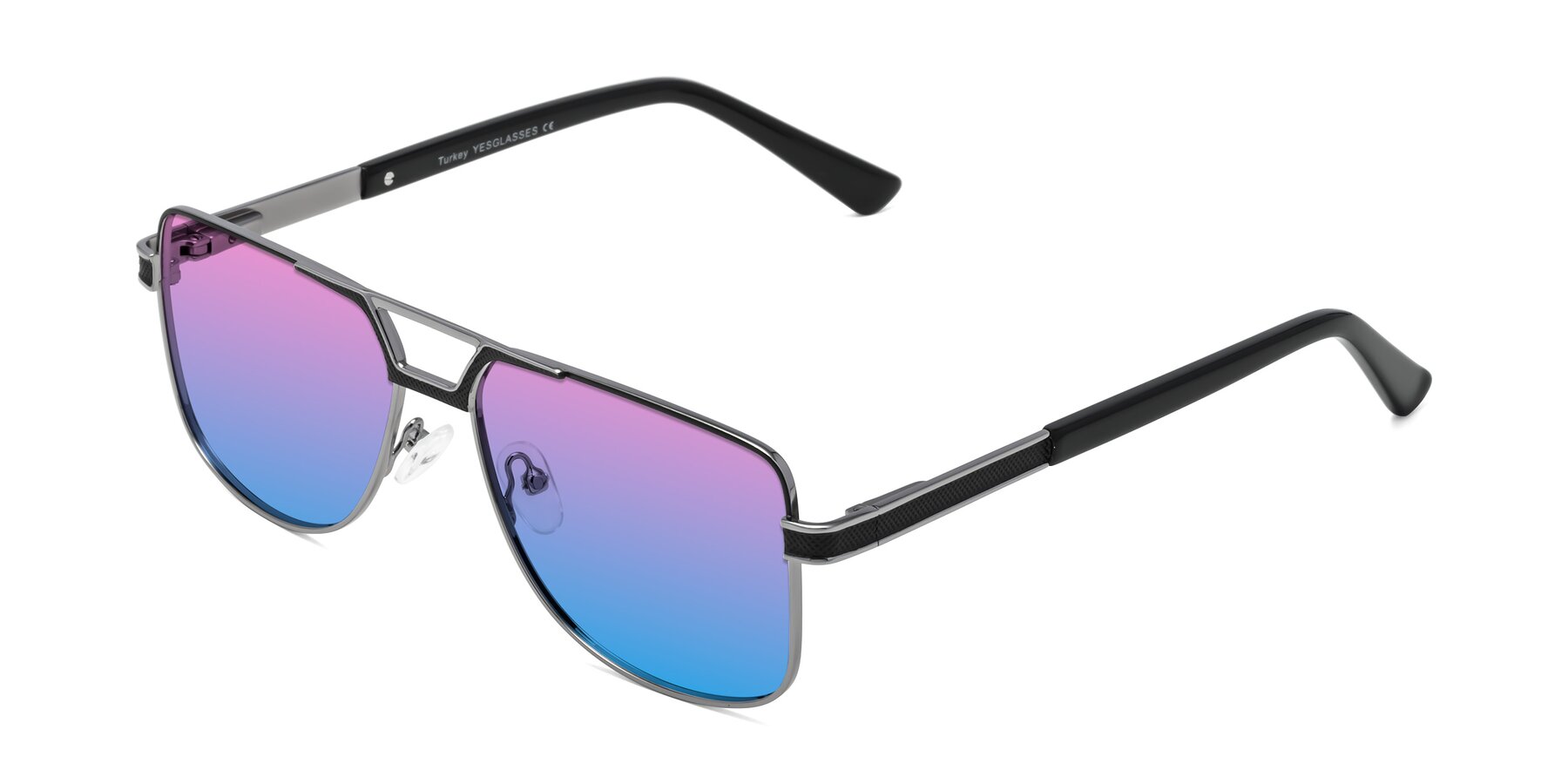 Angle of Turkey in Black-Gunmetal with Pink / Blue Gradient Lenses