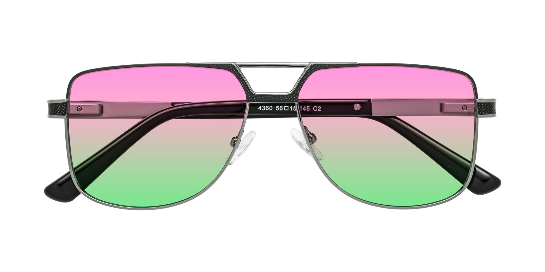 Folded Front of Turkey in Black-Gunmetal with Pink / Green Gradient Lenses