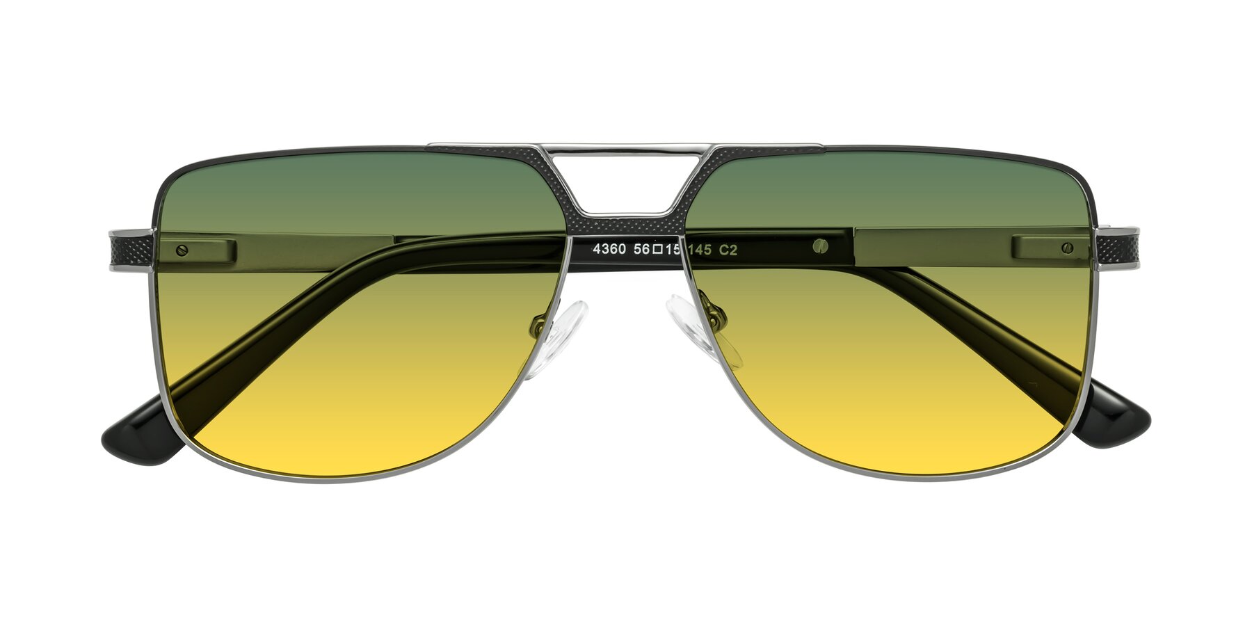 Folded Front of Turkey in Black-Gunmetal with Green / Yellow Gradient Lenses