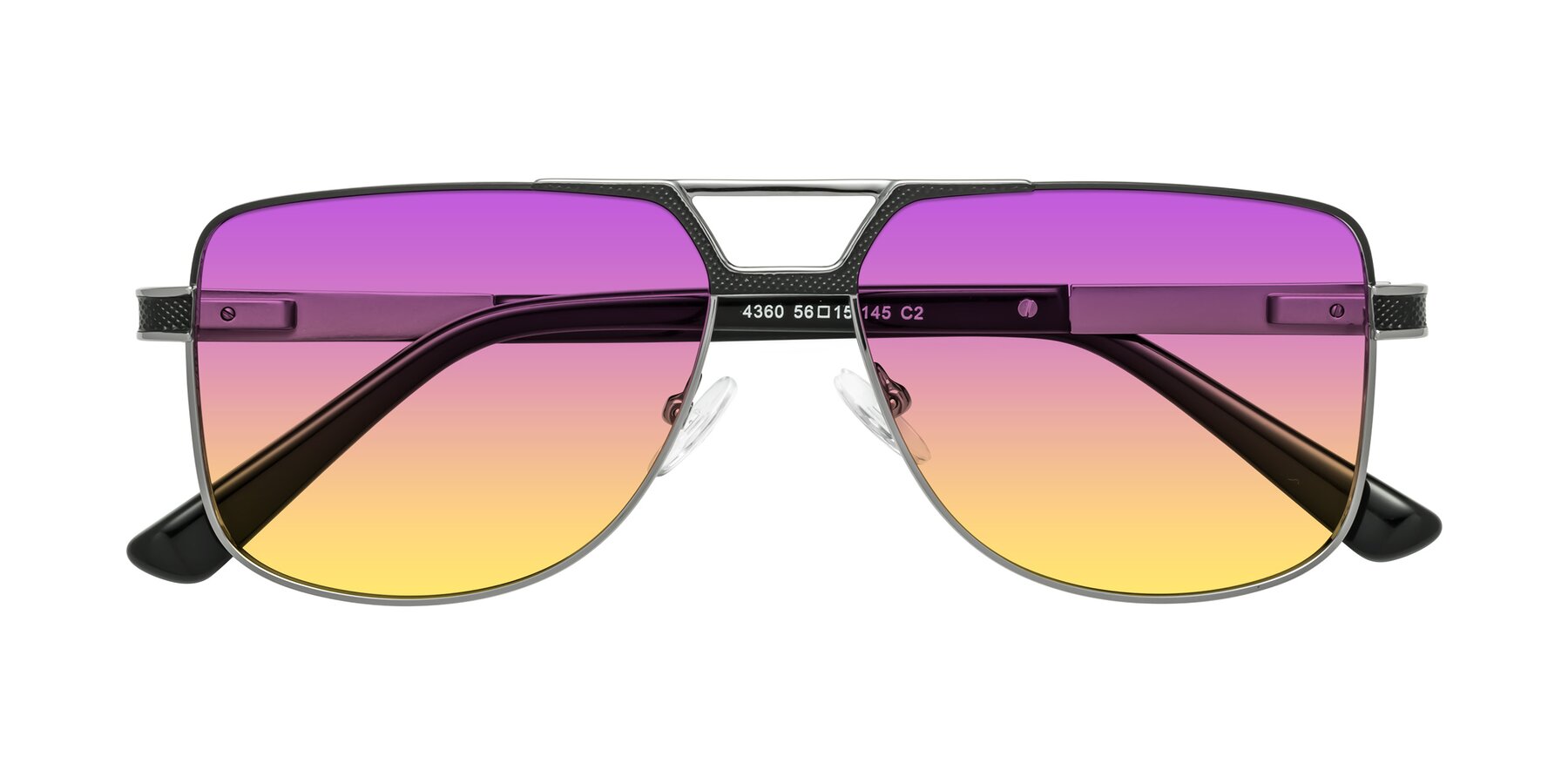 Folded Front of Turkey in Black-Gunmetal with Purple / Yellow Gradient Lenses