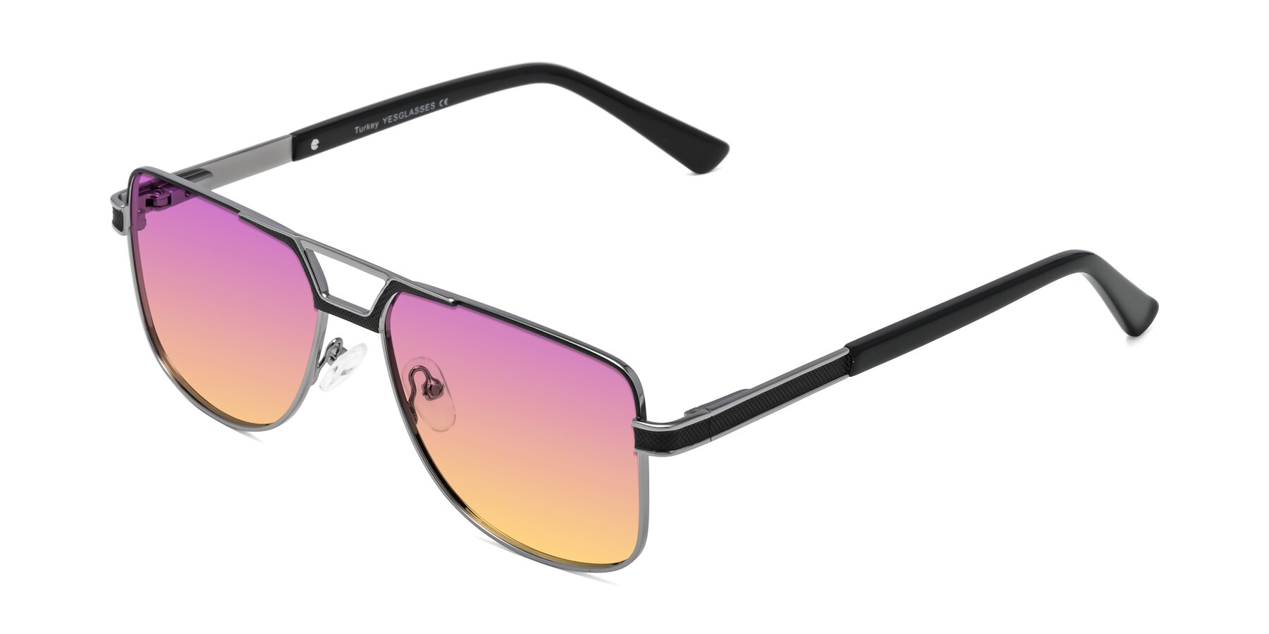 Angle of Turkey in Black-Gunmetal with Purple / Yellow Gradient Lenses