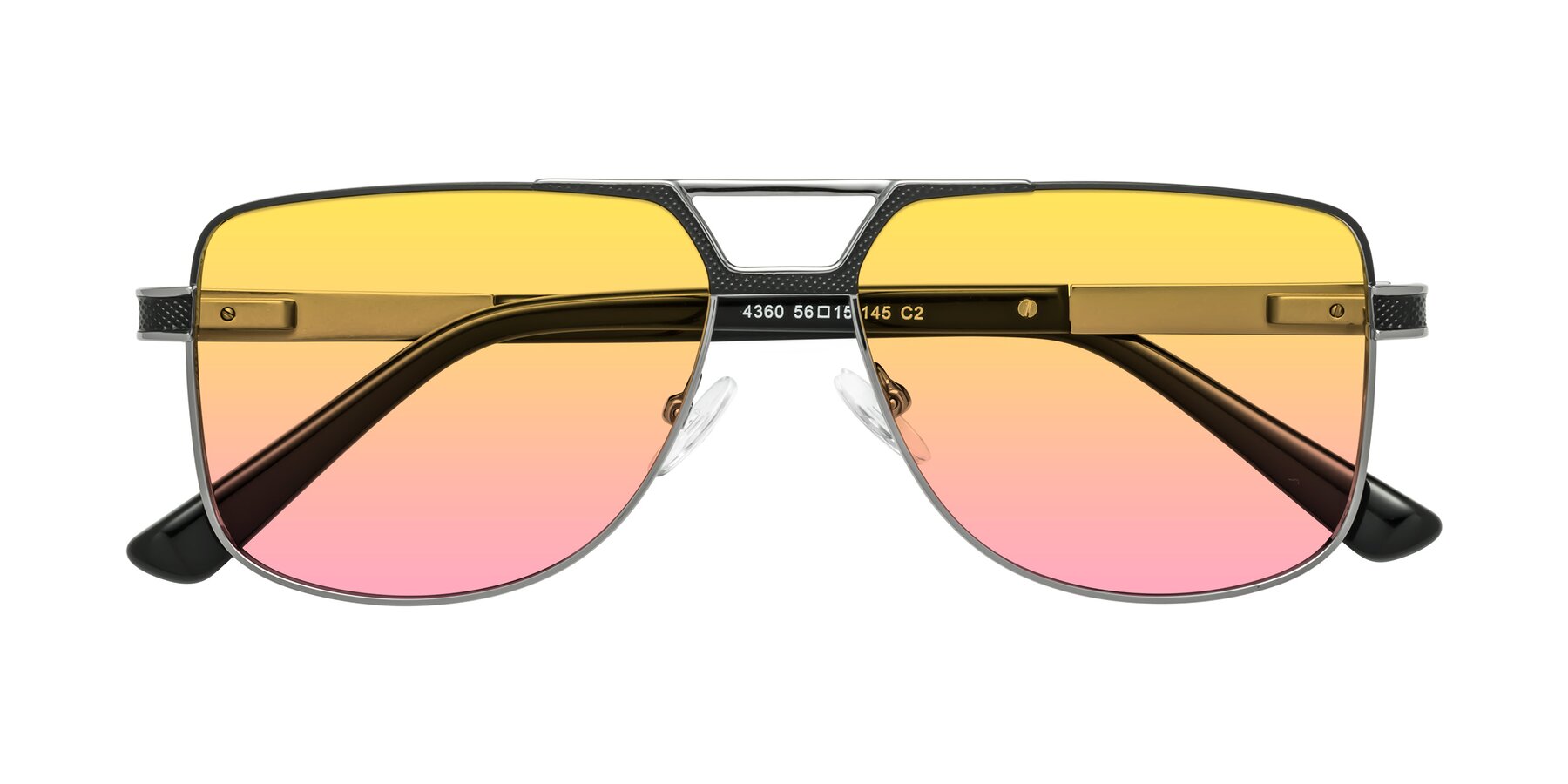 Folded Front of Turkey in Black-Gunmetal with Yellow / Pink Gradient Lenses