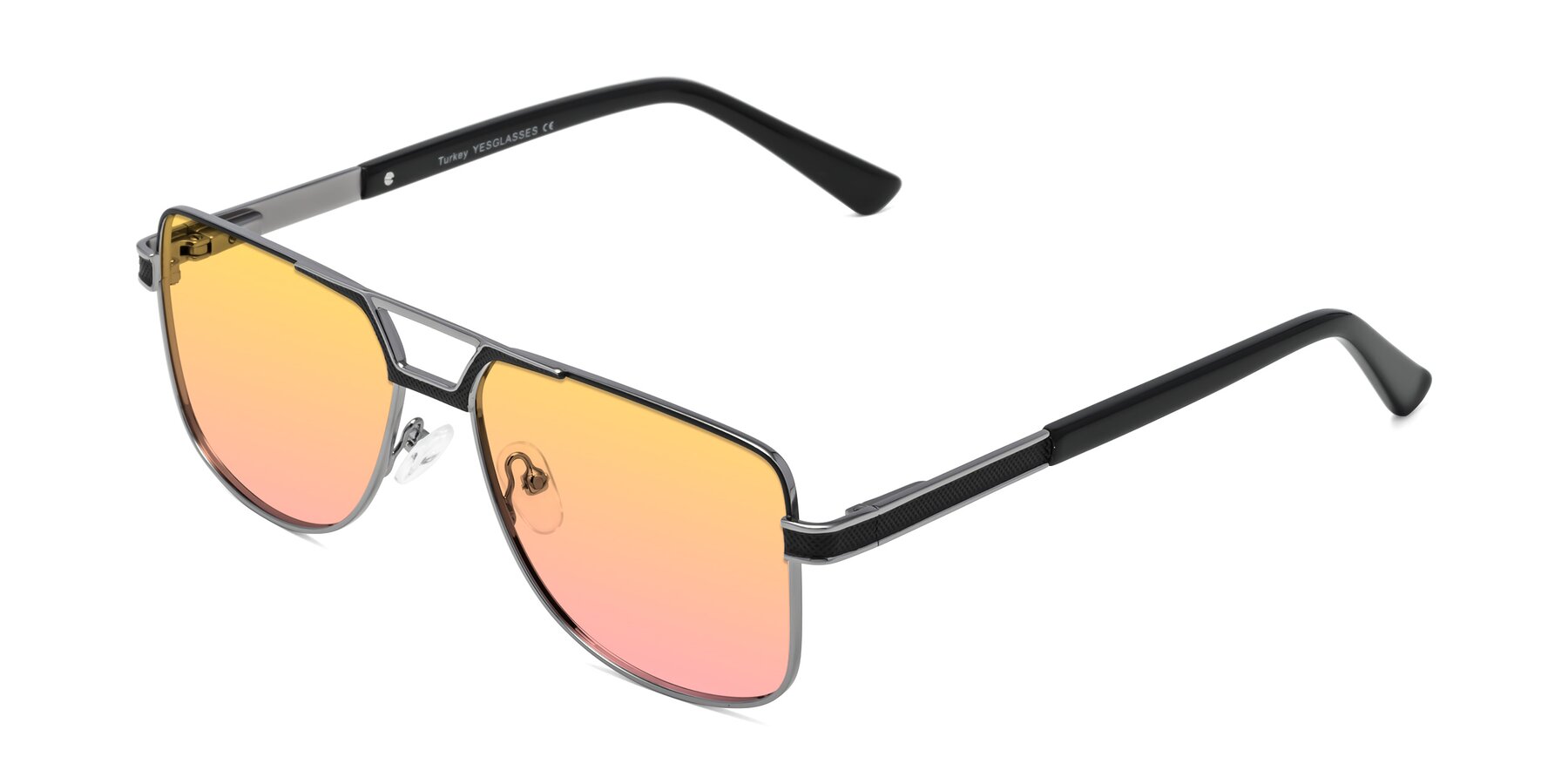 Angle of Turkey in Black-Gunmetal with Yellow / Pink Gradient Lenses