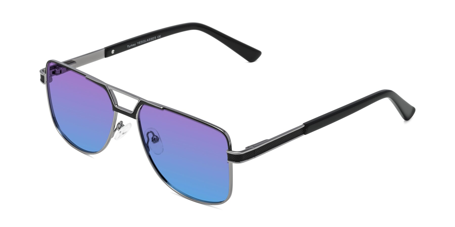 Angle of Turkey in Black-Gunmetal with Purple / Blue Gradient Lenses