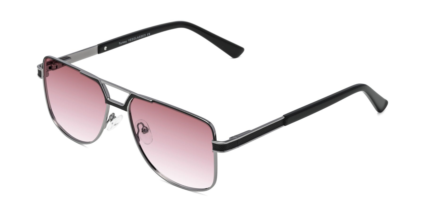 Angle of Turkey in Black-Gunmetal with Garnet Gradient Lenses