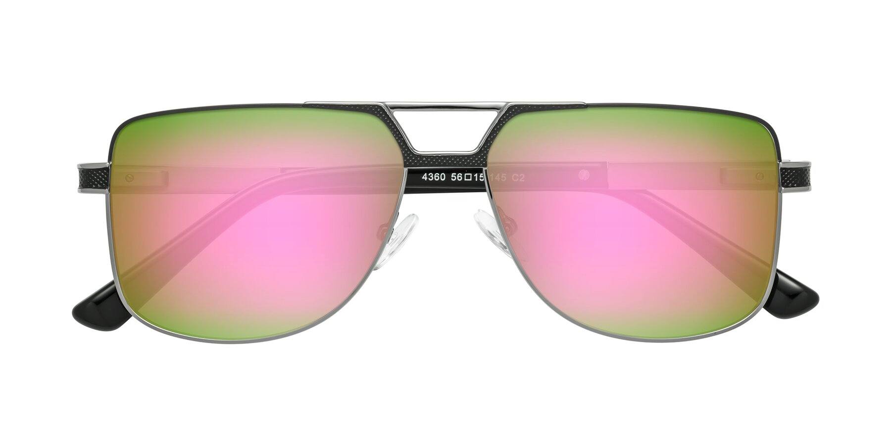 Folded Front of Turkey in Black-Gunmetal with Pink Mirrored Lenses