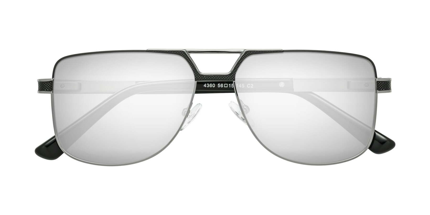 Folded Front of Turkey in Black-Gunmetal with Silver Mirrored Lenses