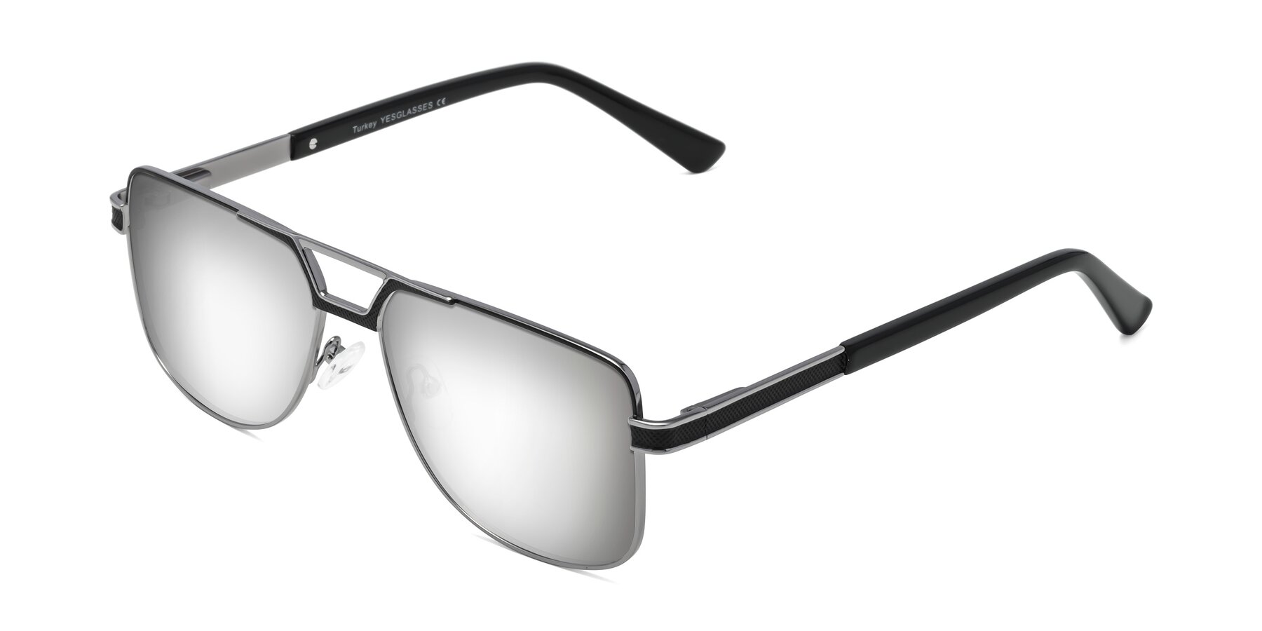 Angle of Turkey in Black-Gunmetal with Silver Mirrored Lenses