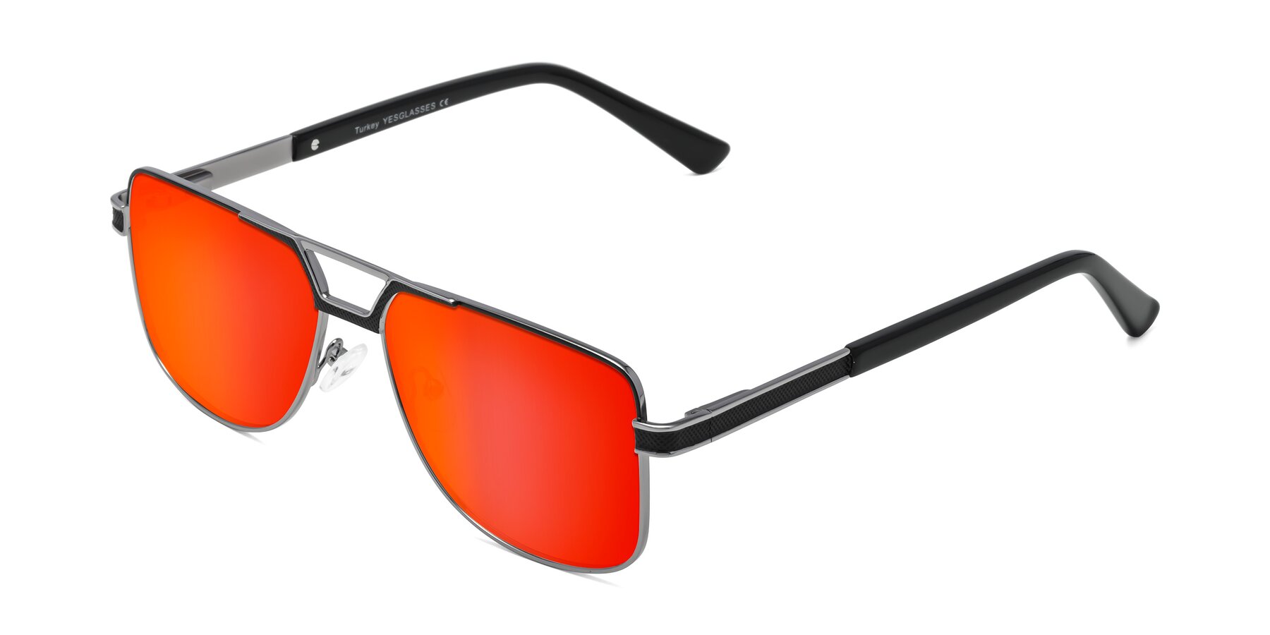 Angle of Turkey in Black-Gunmetal with Red Gold Mirrored Lenses