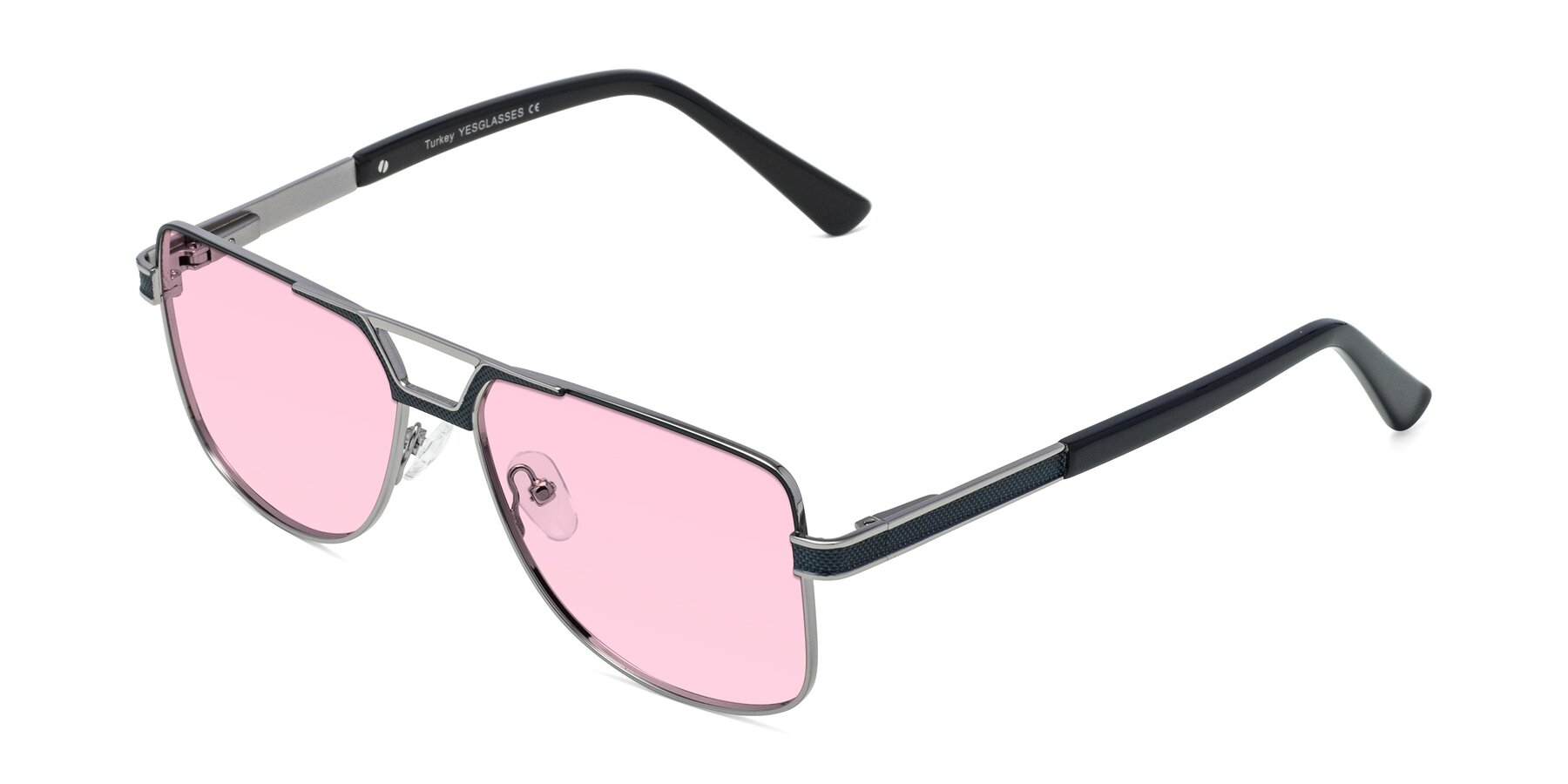 Angle of Turkey in Blue-Gunmetal with Light Pink Tinted Lenses