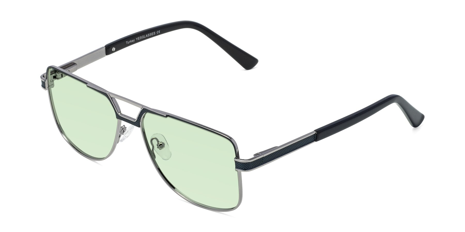 Angle of Turkey in Blue-Gunmetal with Light Green Tinted Lenses